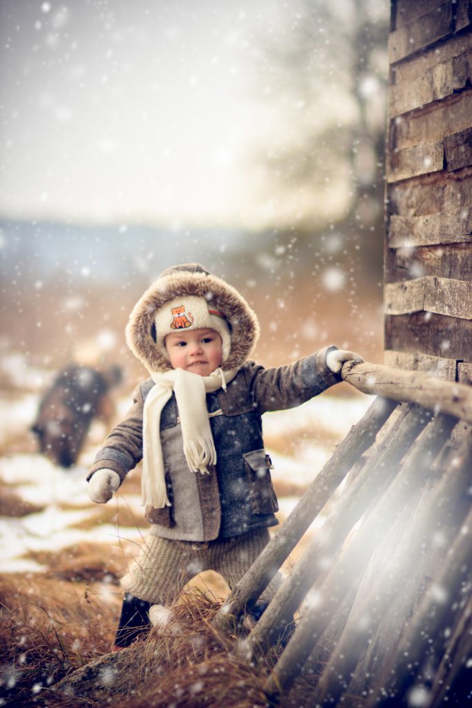 Детская фотография, на природе, зима