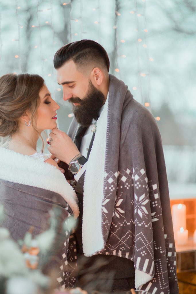 портреты жениха и невесты, зимняя съемка