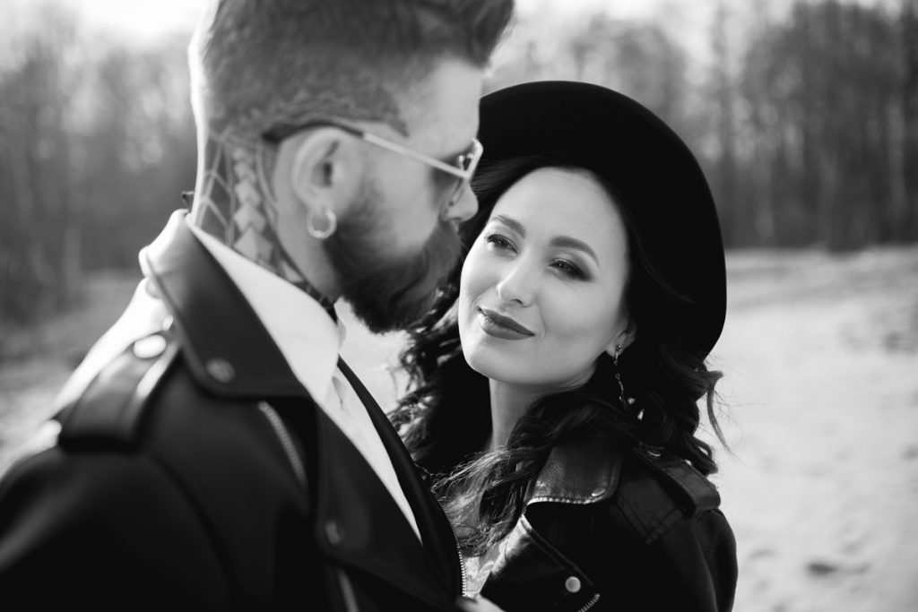 Стилизация свадьбы, Лида, Минск, Рок, Стиль, шляпа, черно-белое