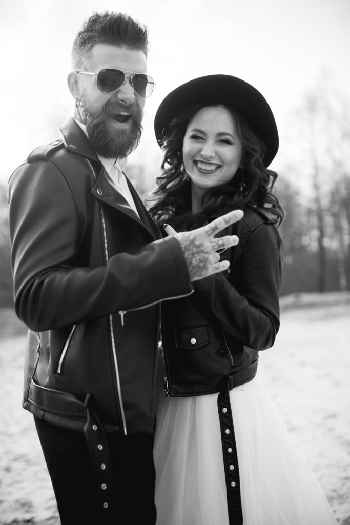 Стилизация свадьбы, Лида, Минск, Рок, Стиль, шляпа, черно-белое