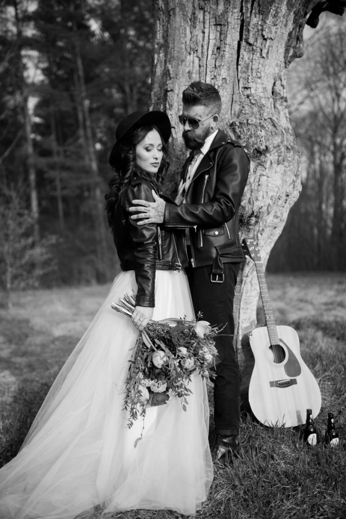 Стилизация свадьбы, Лида, Минск, Рок, Стиль, шляпа, черно-белое