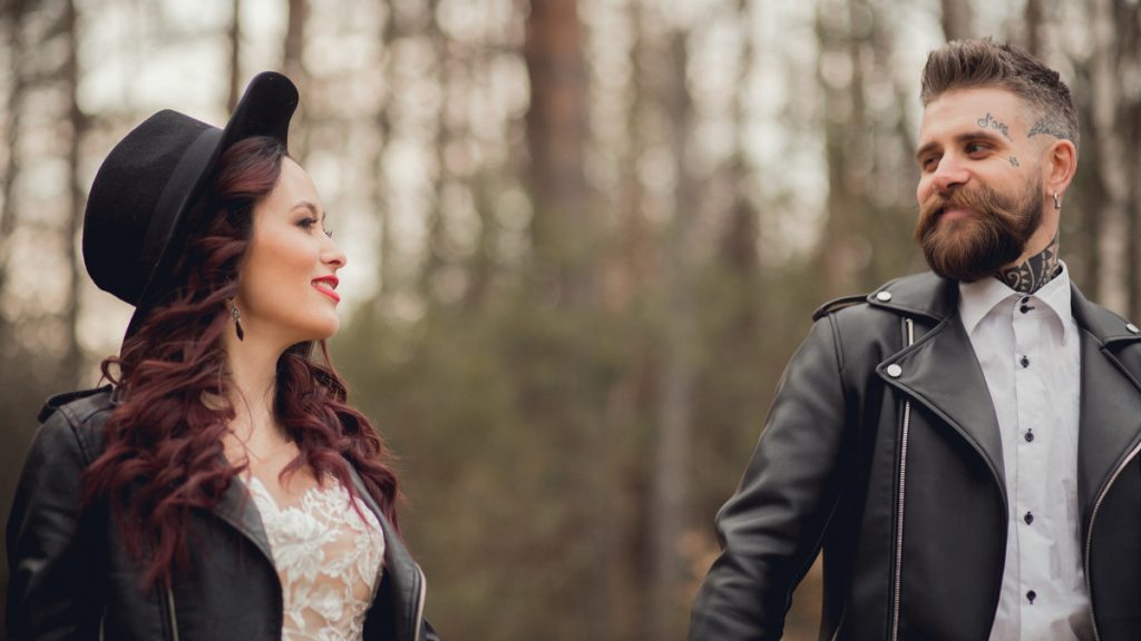 Свадебная пара, жених и невеста, Wedding, весна, кожаная куртка